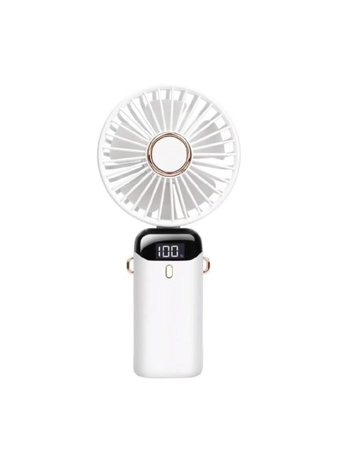 دينكس مروحة يدوية صغيرة قابلة لإعادة الشحن عبر منفذ USB، بخمس سرعات للرياح، ومؤشر LED لمستوى البطارية، مروحة محمولة خفيفة الوزن للاستخدام على المكتب، والسفر، والأنشطة الخارجية، يمكن تعليقها دون استخدام اليدين، مدة تشغيل من 14 إلى 22 ساعة - Image 3